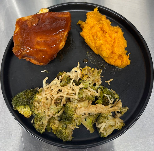 BBQ Chicken with Sweet Potatoes and Broccoli