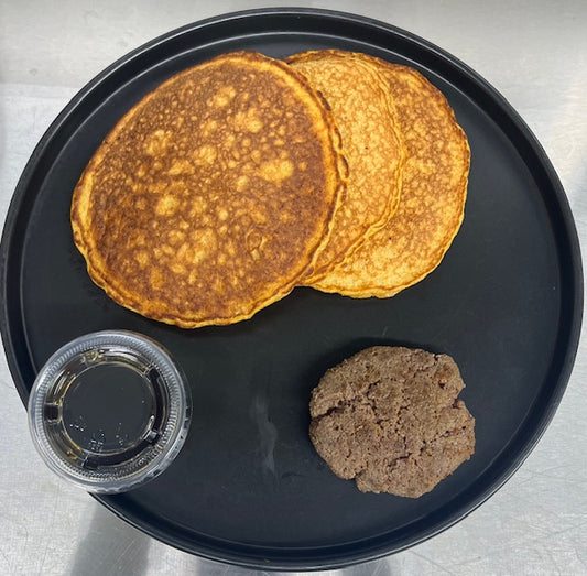 Cinnamon-Spice Sweet Potato Pancakes with Turkey Sausage